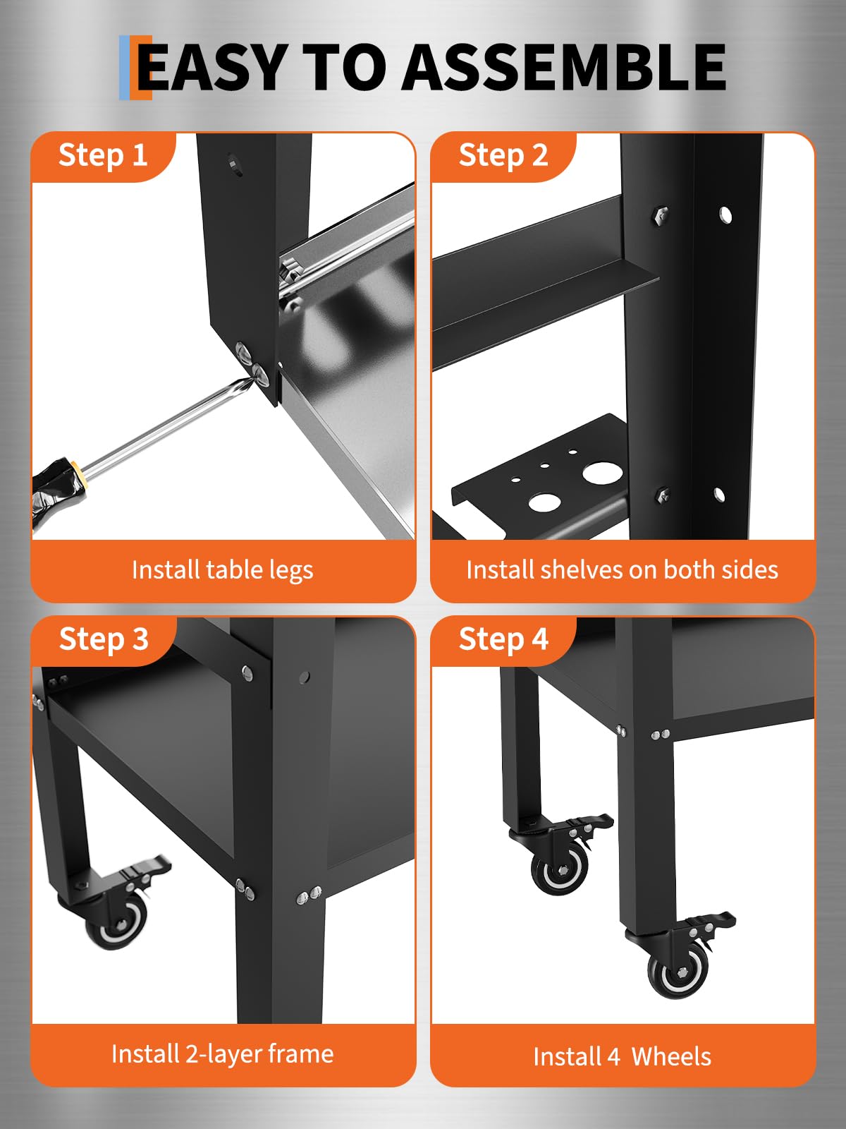 36 x 18 Inch Welding Table, 1200 Lbs Capacity Welding Workbench, Black