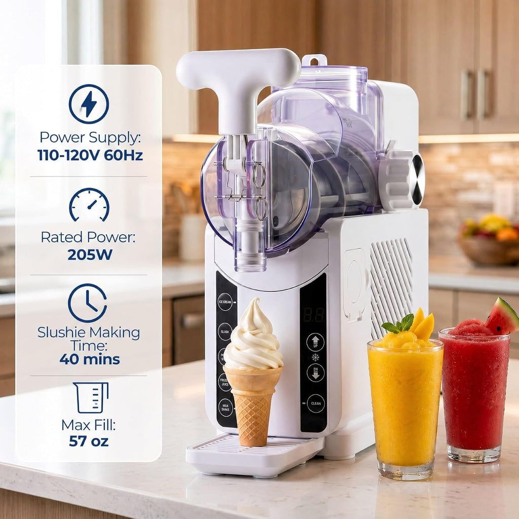 Soft Serve Ice Cream Machine - 67 oz Slushie Machine for Home, 2-In-1 Soft Ice Cream Slushy Maker with 5 Pre-Set