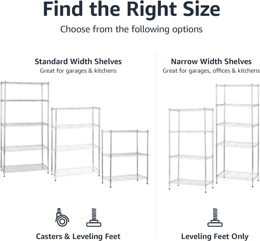 4-Shelf Adjustable Storage Shelving Unit for Garage, Steel Wire Rack, 200 Pound Loading Capacity per Shelf, 13.4"D x