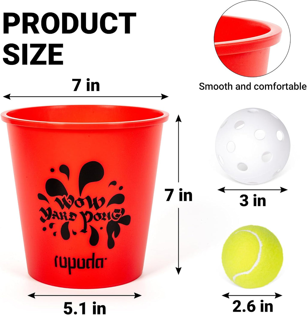 Giant Yard Pong,Yard Games with Durable Buckets and Balls - Choose Red Large, XL, or Green - Glow in The Dark