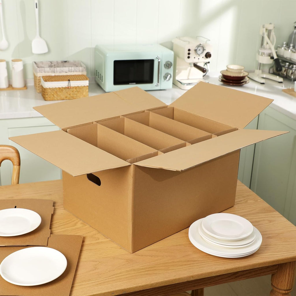 6 Sets Dish Packing Boxes for Moving, 20 x 15 x 12 Inches