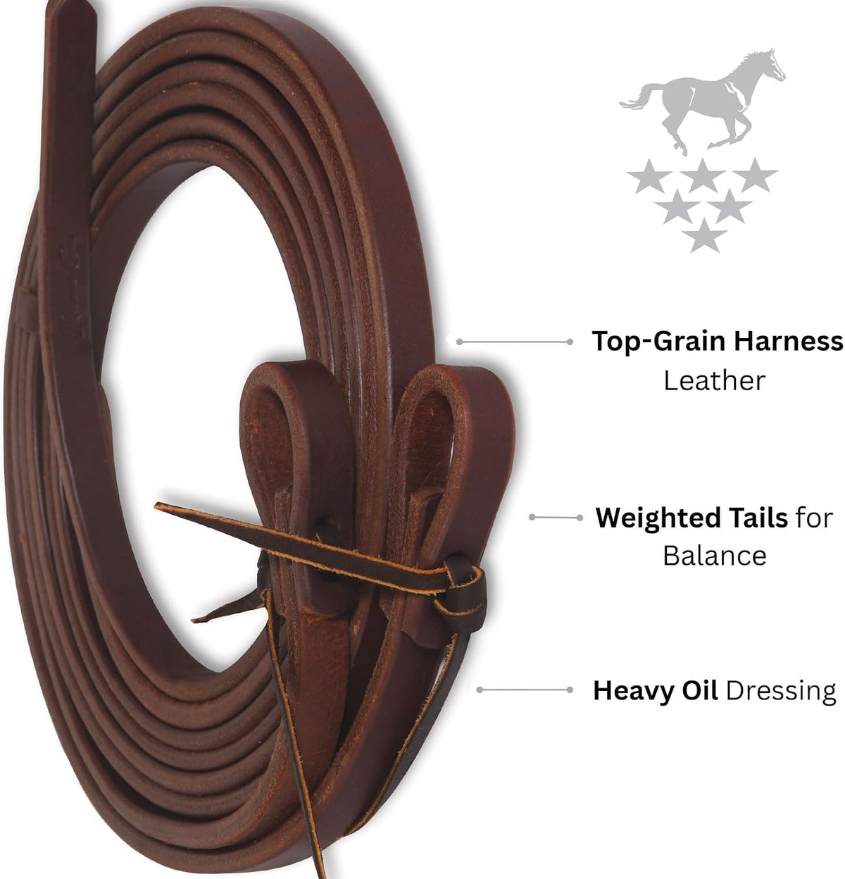 Ranch Heavy Oil Harness Leather Split Reins