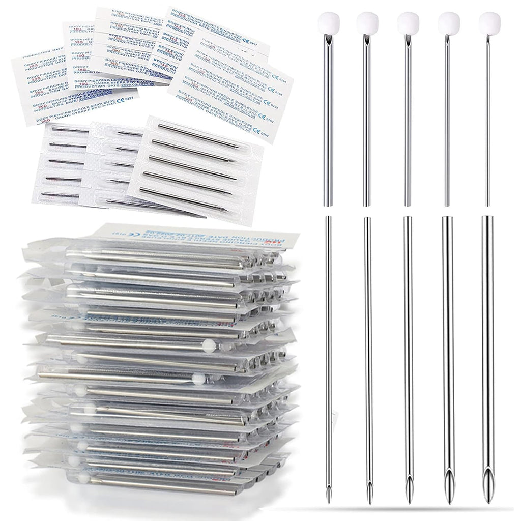 Ear Nose Piercing Catheter - Lyuxzad 50Pcs Mixed Piercing Catheter 12G 14G 16G 18G and 20G Hollow Stainless Steel for