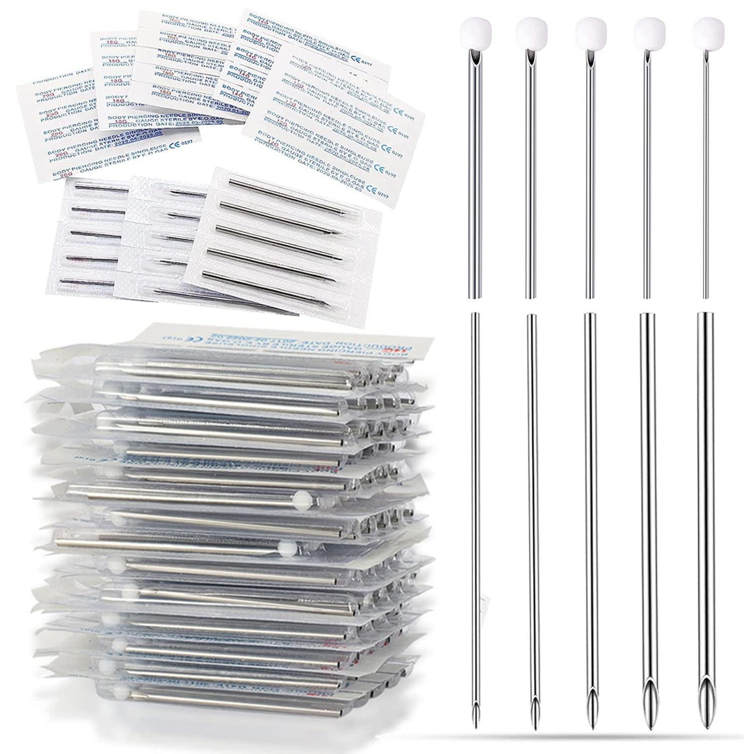 Ear Nose Piercing Catheter - Lyuxzad 50Pcs Mixed Piercing Catheter 12G 14G 16G 18G and 20G Hollow Stainless Steel for
