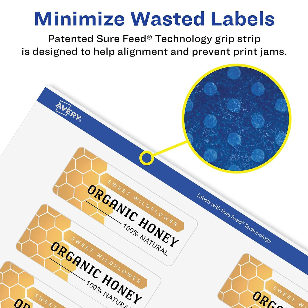 Matte White Removable Rectangle Labels, Sure Feed Technology, Print-to-The-Edge, 1" x 3", 400 Removable Labels