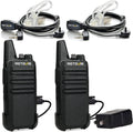 RT22 Walkie Talkies Long Range Rechargeable with Earpiece (2 Pack) | Slim & Lightweight 2 Way Radio For Camping &