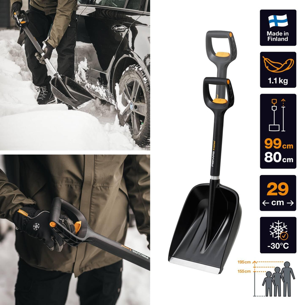 Auto Snow Shovel, X-series, Telescopic, Length: 79.5-98.7 cm, Aluminium/Steel/Plastic, Black/Silver, 1057187