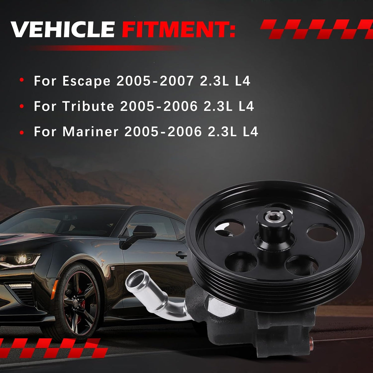 20-324 Power Steering Pump Fit for Escape 2005-2007 2.3L L4, for Tribute 2005-2006 2.3L L4, for Mariner 2005-2006 2.3L L4, Power Assist Pump Replace for 20-324