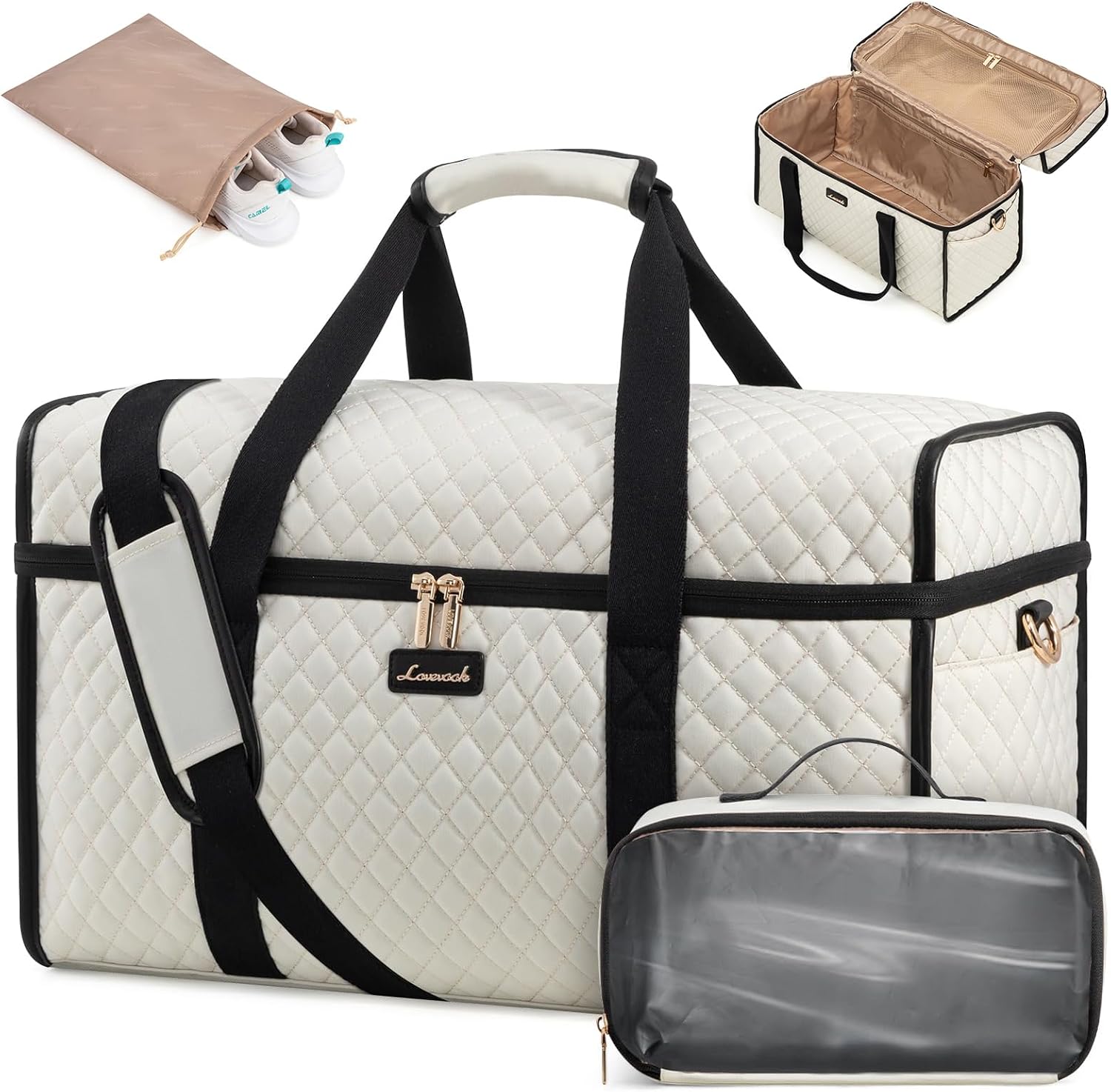 Travel Duffle Bag - Weekender & Overnight Bag with Toiletry & Wet Pocket, Carry-On Size, 3pc Set