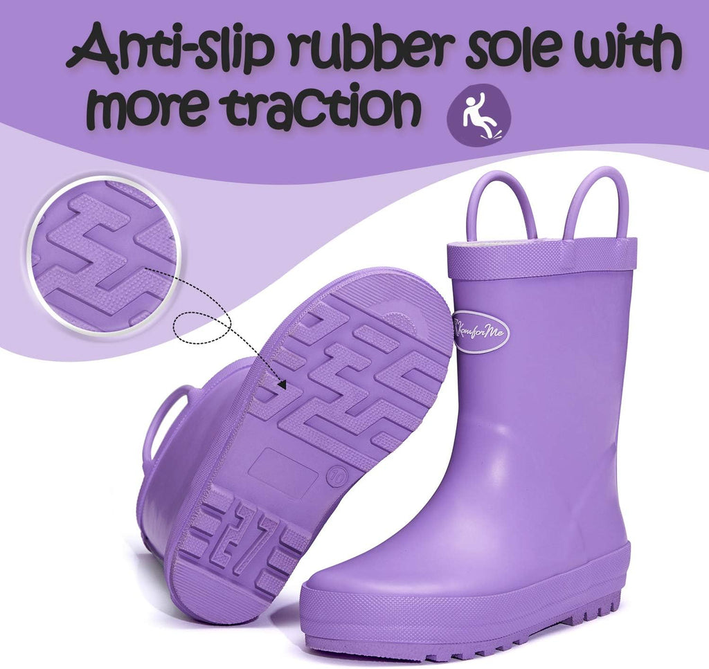 Kids Rain Boots, Waterproof Rubber Boots with Easy-on Handles | Pull on, Slip-resistant, Double Handles