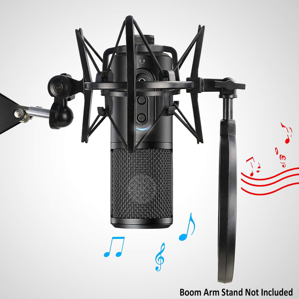 ATR2500X Shock Mount with Pop Filter, Windscreen and Shockmount to Reduce Vibration Noise Matching Mic Boom Arm Stand