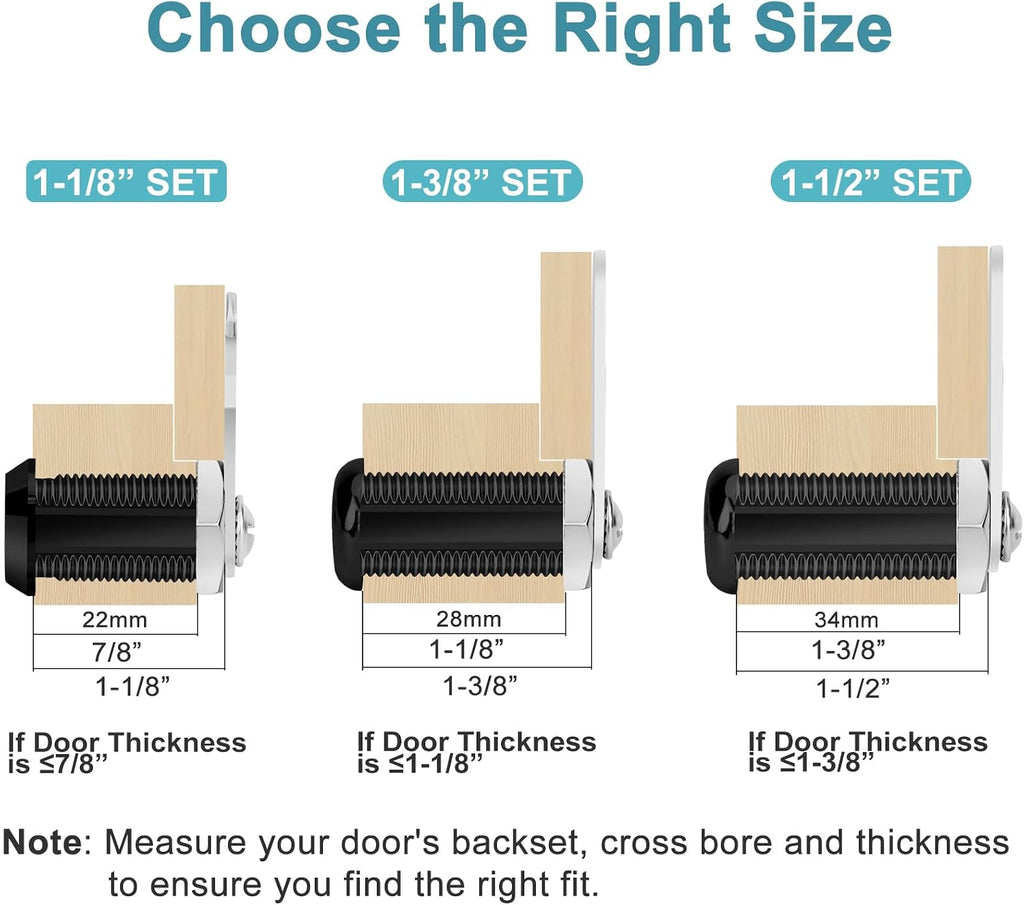Cabinet Cam Lock Keyed Alike Black 1-1/2 Inch Cam Locks with Keys Secure Files Drawers RV Storage Locks Replacement