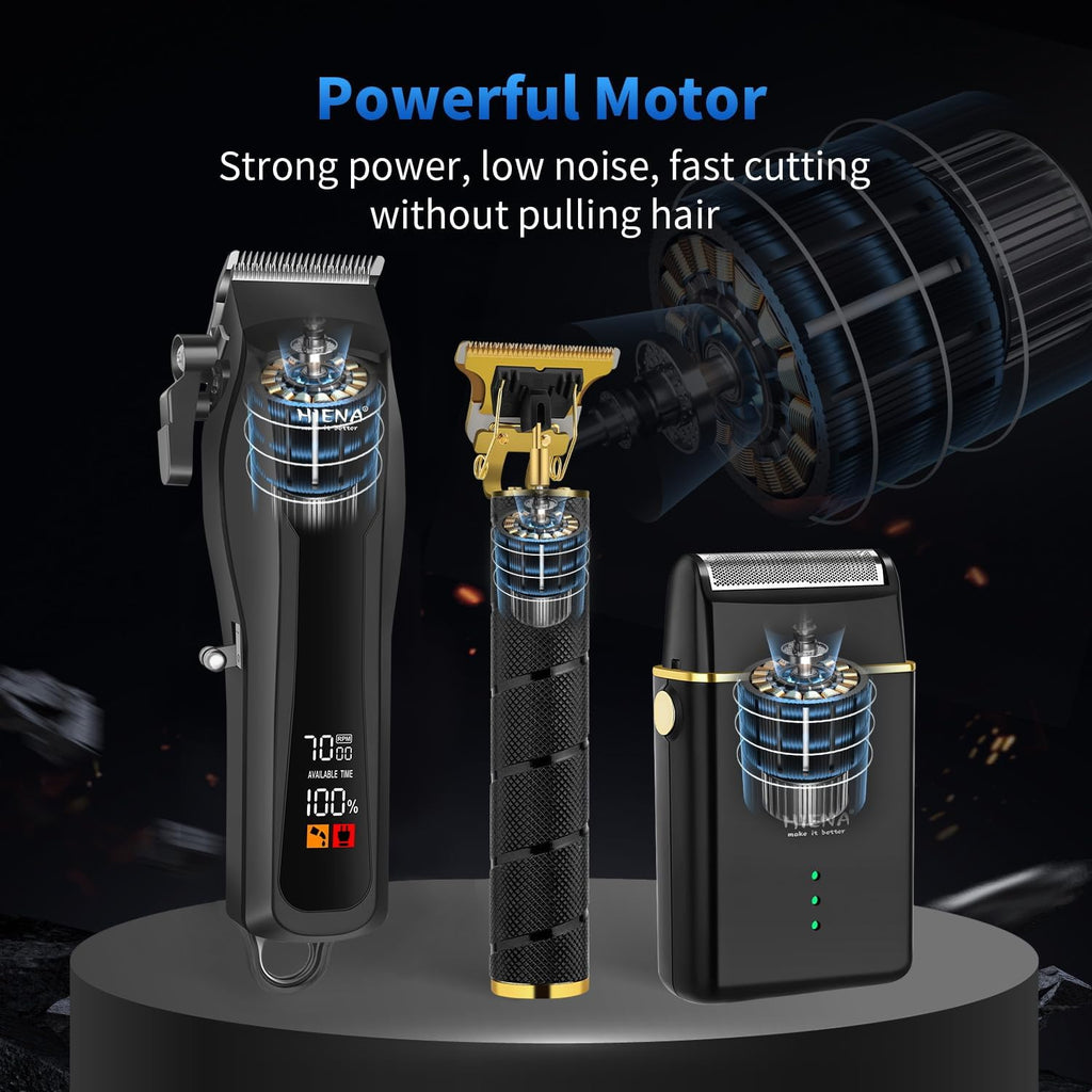 Professional Hair Clipper Set for Men, Cordless Barber Clippers Set and Trimmer Kit, USB Rechargeable Electric Beard