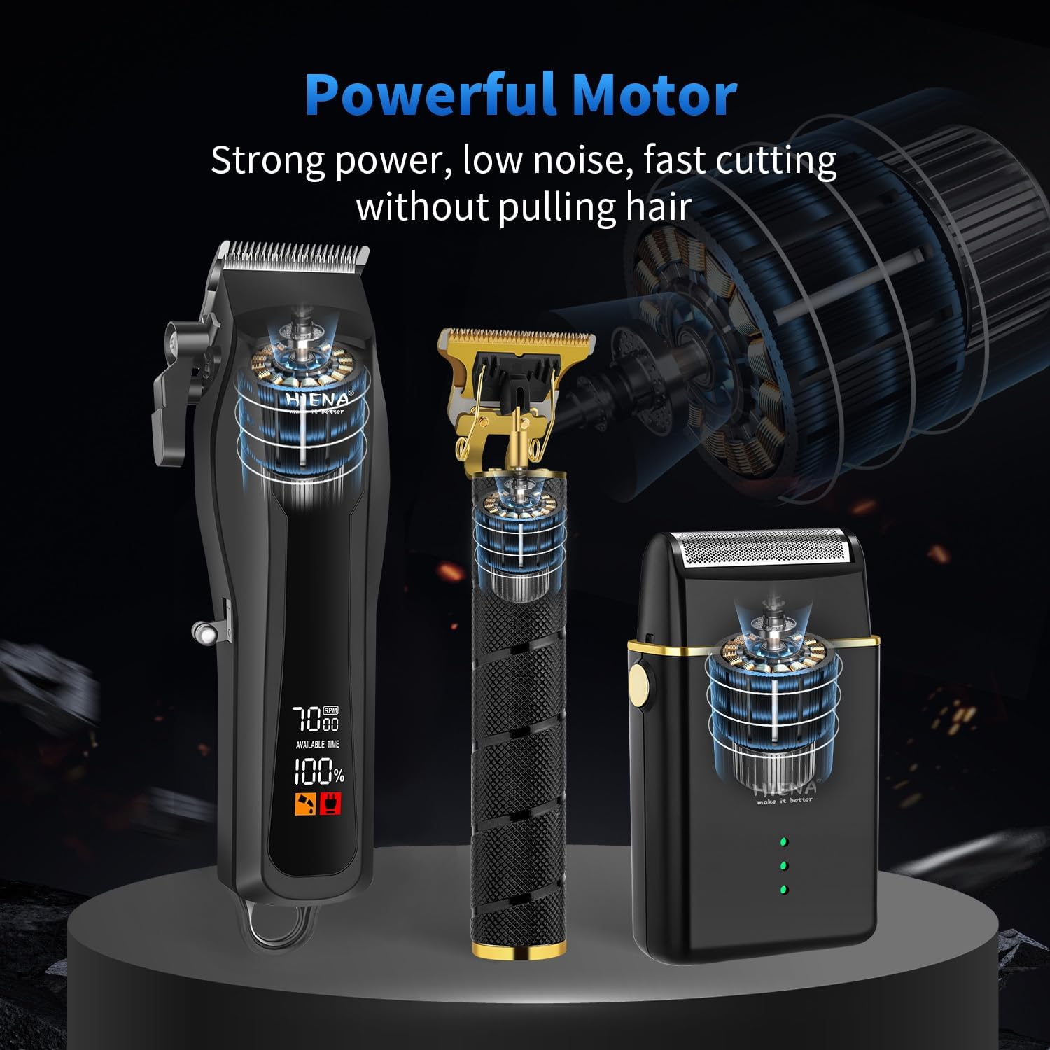 Professional Hair Clipper Set for Men, Cordless Barber Clippers Set and Trimmer Kit, USB Rechargeable Electric Beard