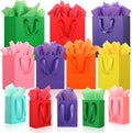 12 Pack Gift Bags with Handles & 24 pc Tissue Paper, Assorted Sizes