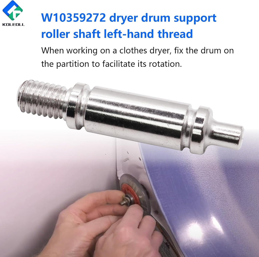 2PC W10359272 Rear Dryer Drum Roller Axle Shaft Left Hand Threads