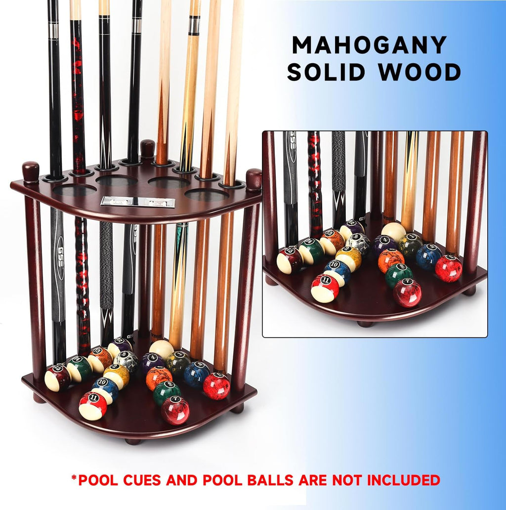 GSE Corner-Style Floor Stand Billiard Pool Cue Racks with Score Counters | Holds Pool Cue Sticks, Full Set of Balls