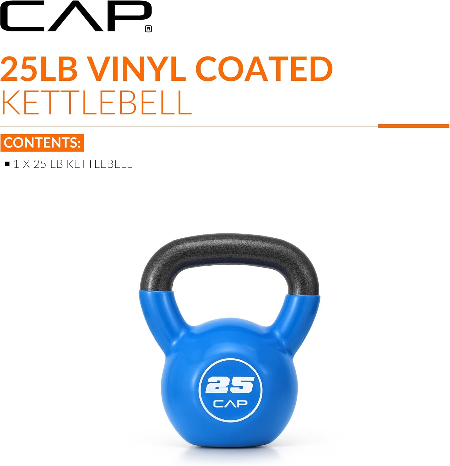 Vinyl Coated Cast Iron Kettlebell, 10-50 LB Home Gym Weight