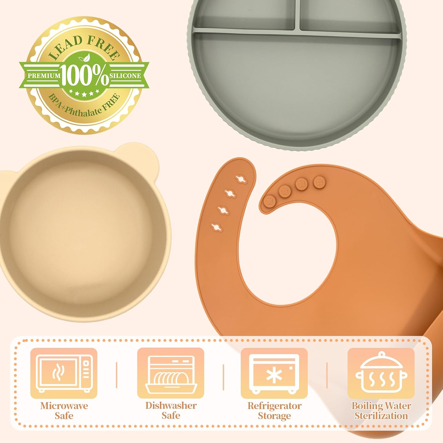Silicone Baby Feeding Set 21 Pcs, Baby Led Weaning Supplies, Baby Feeding Supplies Set BPA Free, Essentials for
