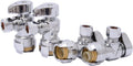 1/2 x 3/8 Inch Compression Angle Stop Valve, Pack of 4, Quarter Turn, Push to Connect Brass Plumbing Fitting, PEX
