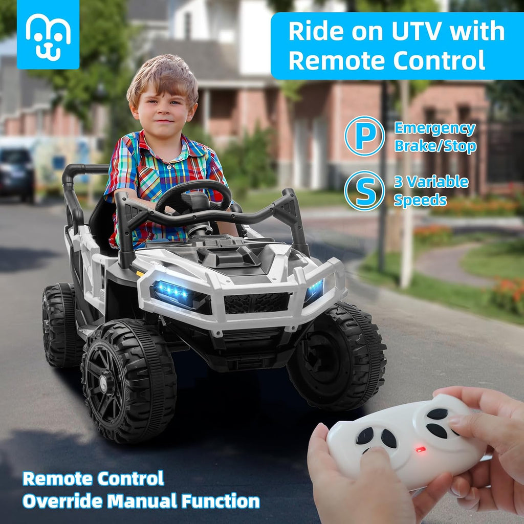 12V Kids Ride on Truck Car with Remote Control, Electric Off-Road UTV for Toddlers, Bluetooth Music, Suspension