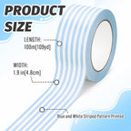 109 Yard Stripe Packing Tape Blue and White Striped Gift Wrapping Tape for Summer Coastal Party Small Business DIY