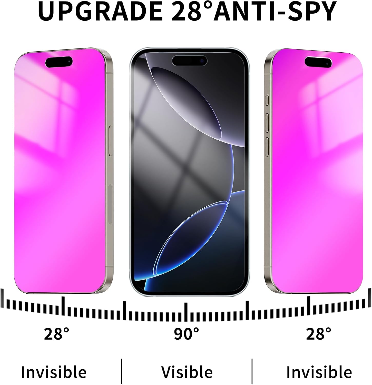 for iPhone 16 Plus Privacy Screen Protector 6.7 inch Gradient Colorful 16Plus Tempered Glass 28° Anti-Spy Private