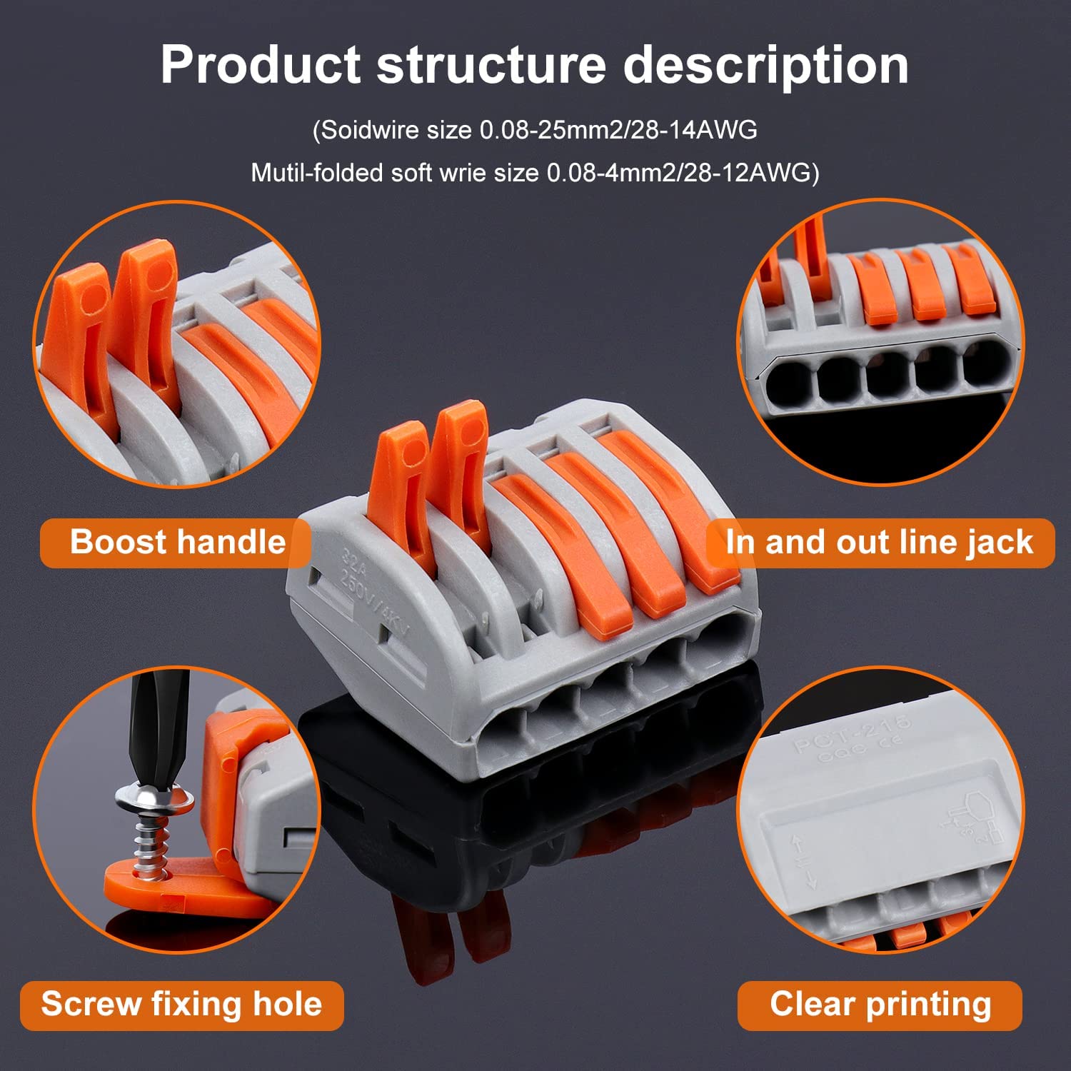 230 PCS Lever Wire Connectors Nuts Kit - Electrical Connectors 28-12 AWG, 2/3/4/5 Conductor Combination - Compact