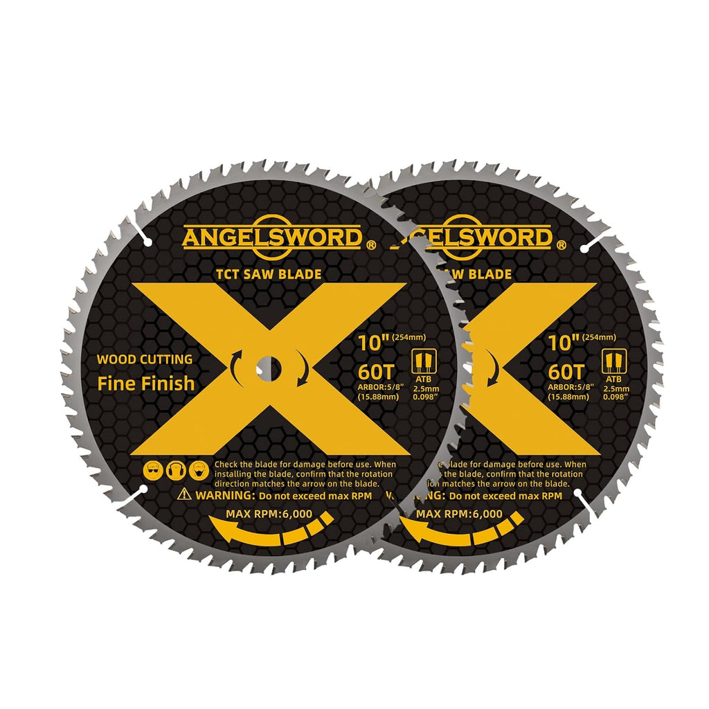 10 Inch Table Saw Blade/Miter Saw Blade for Fine Finish Wood Cutting, 60T, 2 Pack