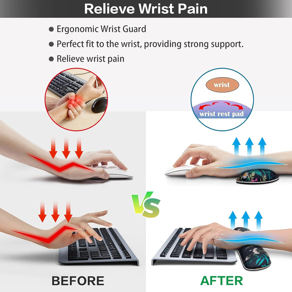 Desk Mat, Large Gaming Mouse Pad with Wrist Rest, 4in1 XXL Mousepad Floral | Keyboard Wrist Rest+Mouse Pad Wrist