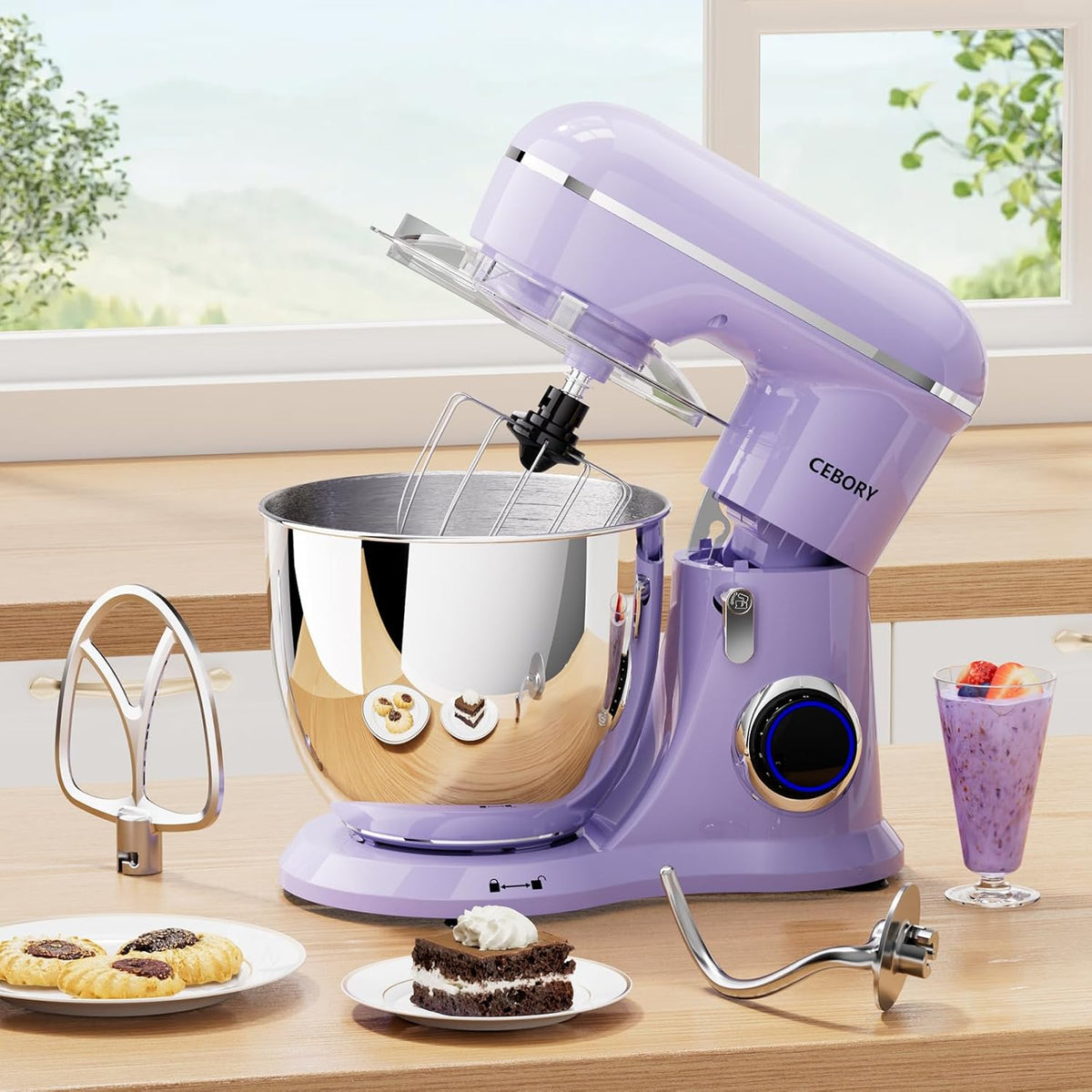 3-IN-1 Electric Stand Mixer, 6.5QT Bowl 660W 10-Speed Kitchen Mixer, Household Food Mixers include Dough Hook, Beater
