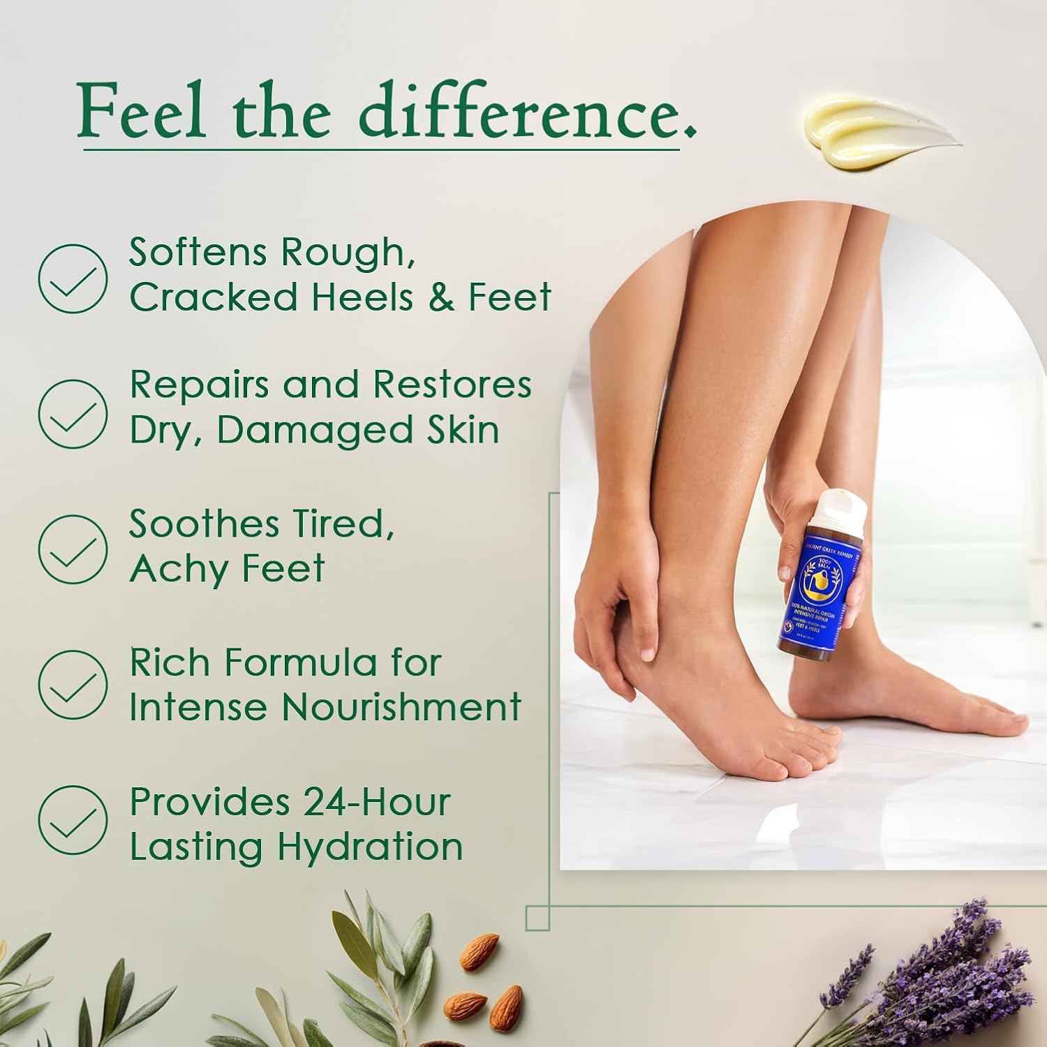 Dry Cracked Heel Repair Balm, Organic Foot Cream for Dry Feet & Callus | Deeply Moisturizes & Softens Dry Cracked