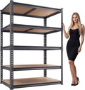 Garage Shelving Heavy Duty, 2450LBS Metal Storage Shelves 5 Tier, Adjustable Shelving Unit 30" W x 12" D x 62" H