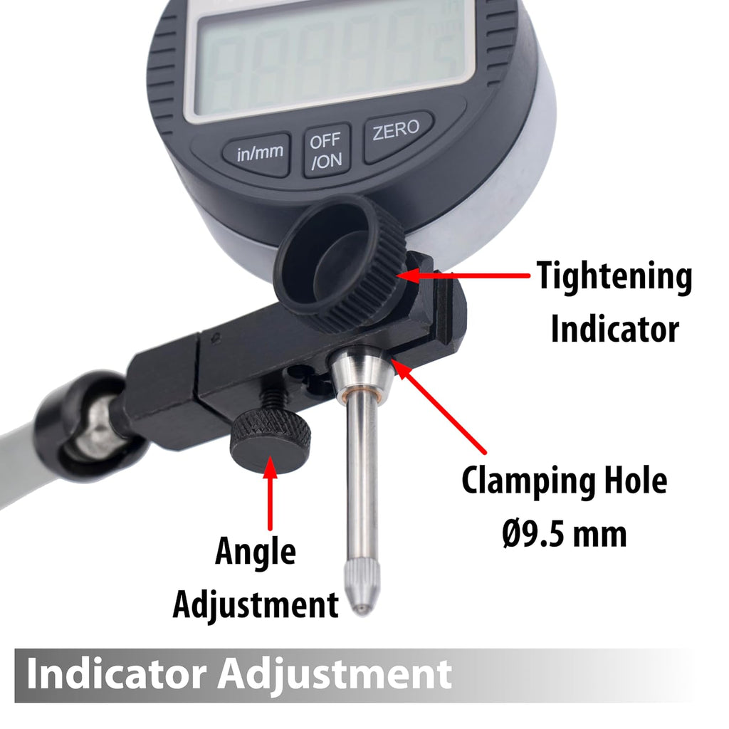 Clockwise Tools Digital Indicator with Magnetic Base Holder Stand, DIBR-0105 0-1 Inch/25.4mm, Inch/Metric Conversion, Auto Off