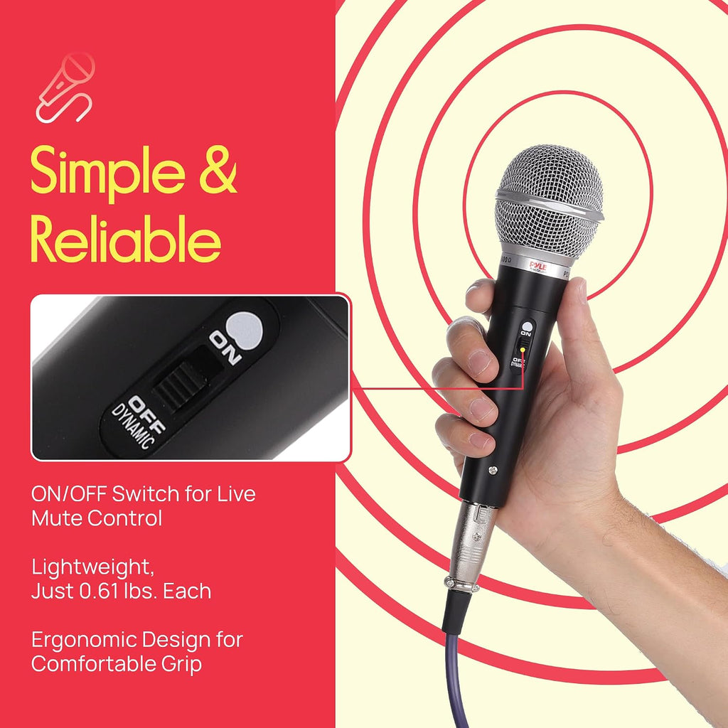 3 Piece Professional Dynamic Microphone Kit Cardioid Unidirectional Vocal Handheld MIC with Hard Carry Case & Bag