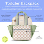 Toddler Backpack, Daycare Bag w/Spacious Interior, Checkerboard