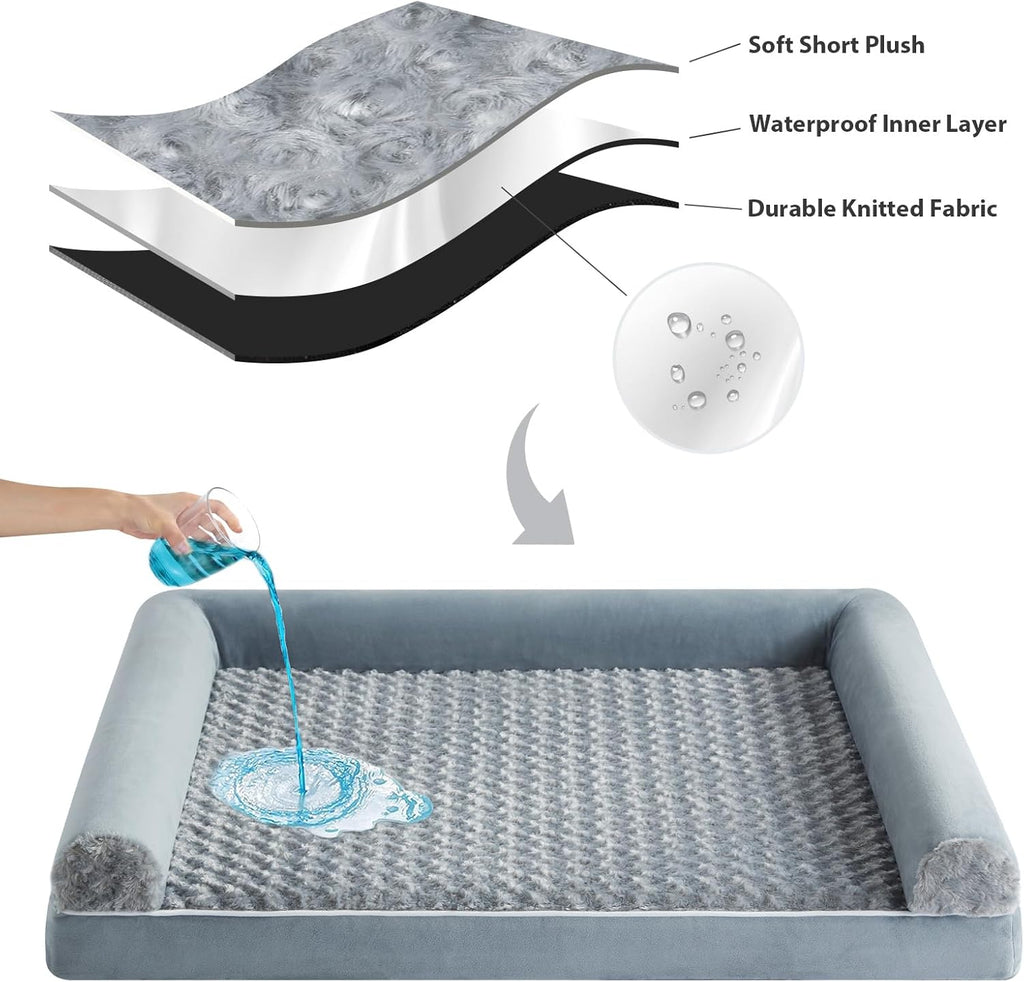 Orthopedic Washable Dog Beds Large Sized Senior Dog for Comfy Sleeping with Removable Cover, Waterproof Big Soft Pet