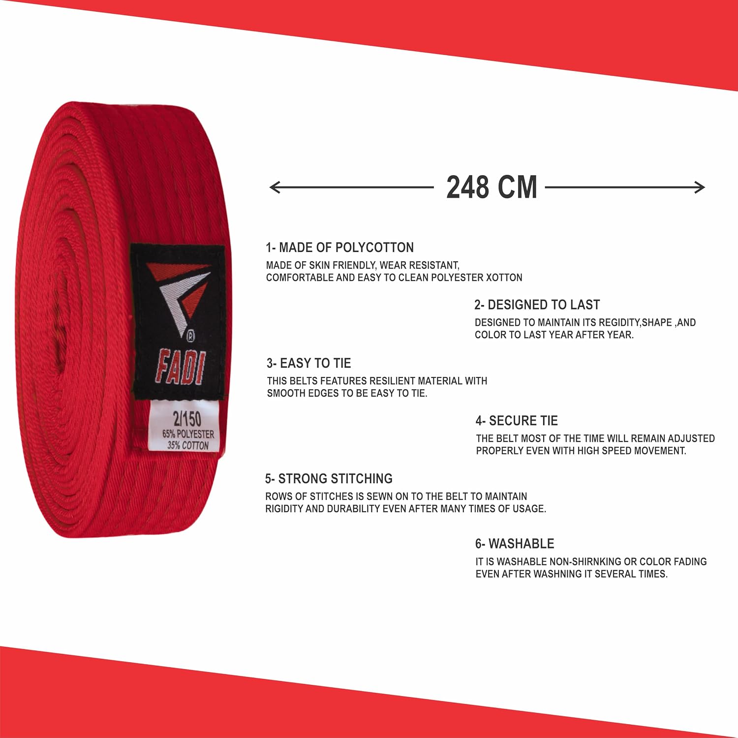Martial Arts Belt for Karate, Judo, Aikido and Taekwondo - Durable Cotton-Polyester Blend for Adults and Kids