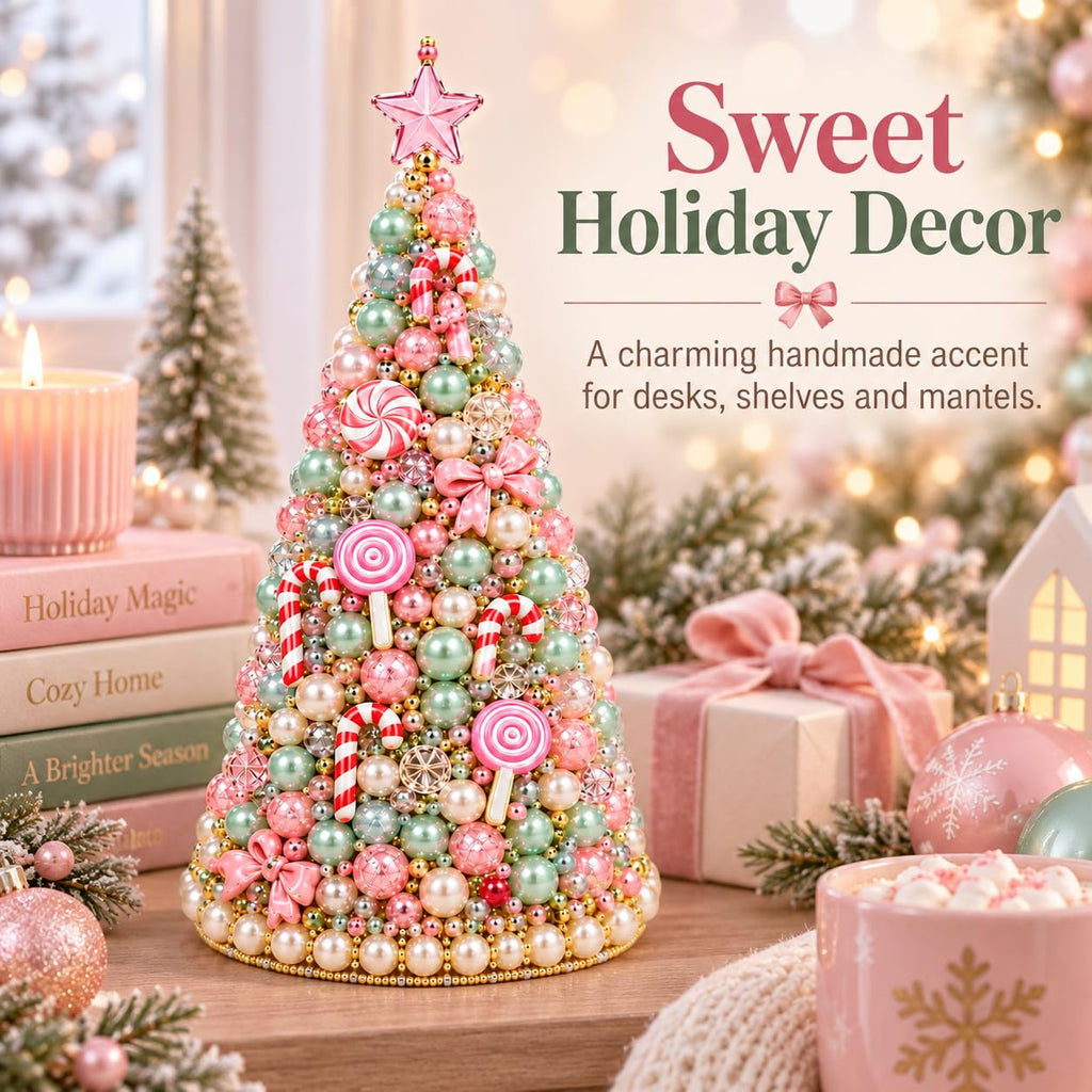 Beaded Christmas Tree Kit, Pink Lollipop