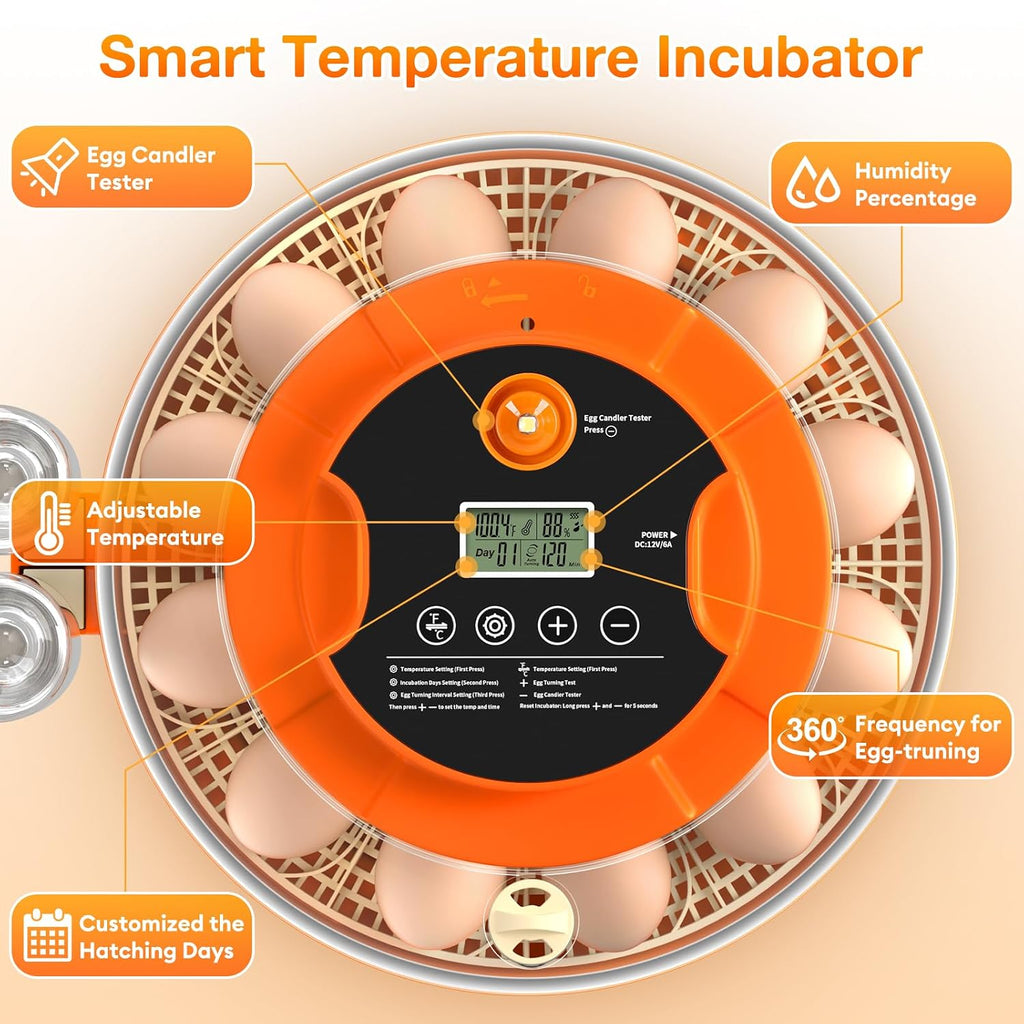 Egg Incubators for Hatching Eggs, 18 Egg Incubator with Automatic Egg Turning and Humidity Control Incubator for