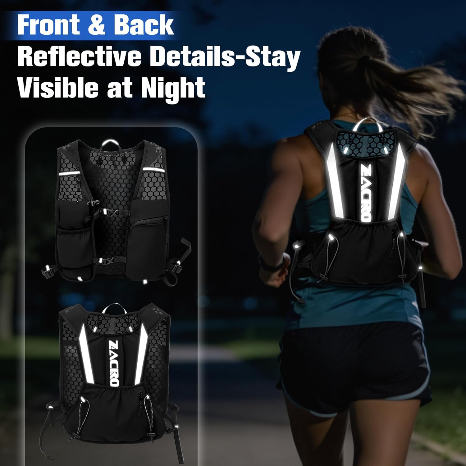 Running Hydration Vest Backpack, Running Vest with 2L Water Bladder for Men Women, Lightweight Water Backpack for