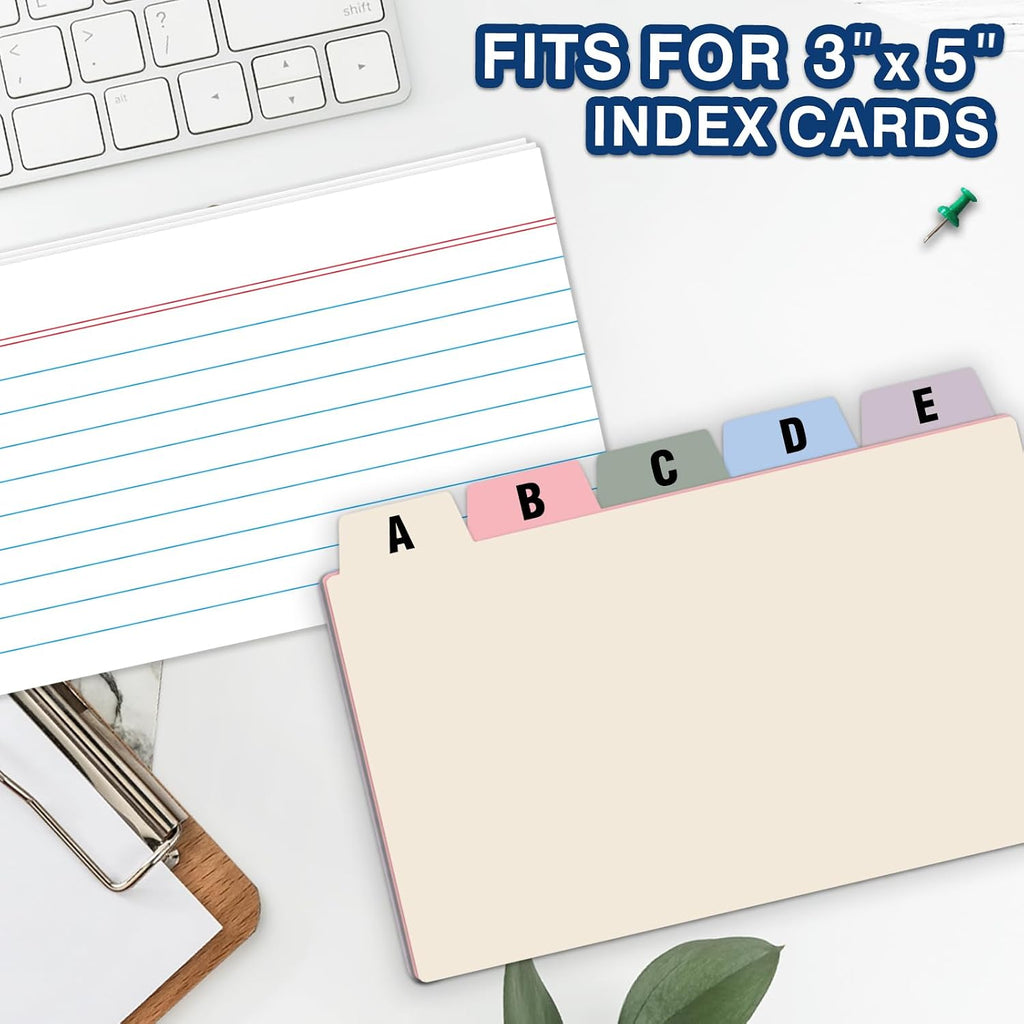 3"x5" Plastic Index Card Dividers, Pastel Colors, 25 Pack | Heavyweight, A-Z, Made of Polypropylene, Alphabetical