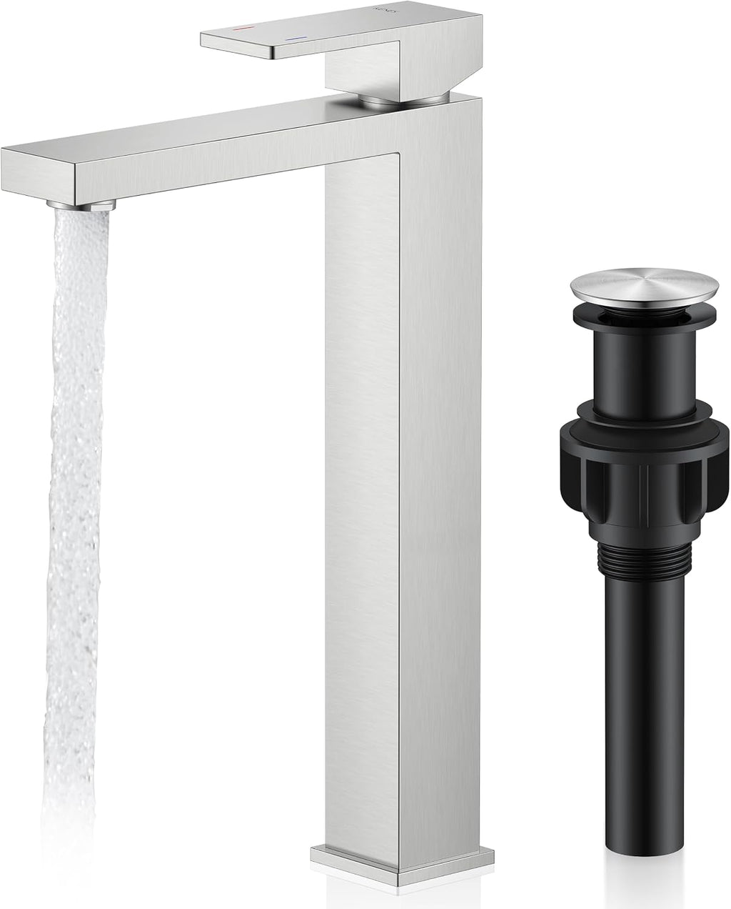 Brushed Nickel Vessel Sink Faucet, 1 Handle Tall Bathroom Sink Faucet