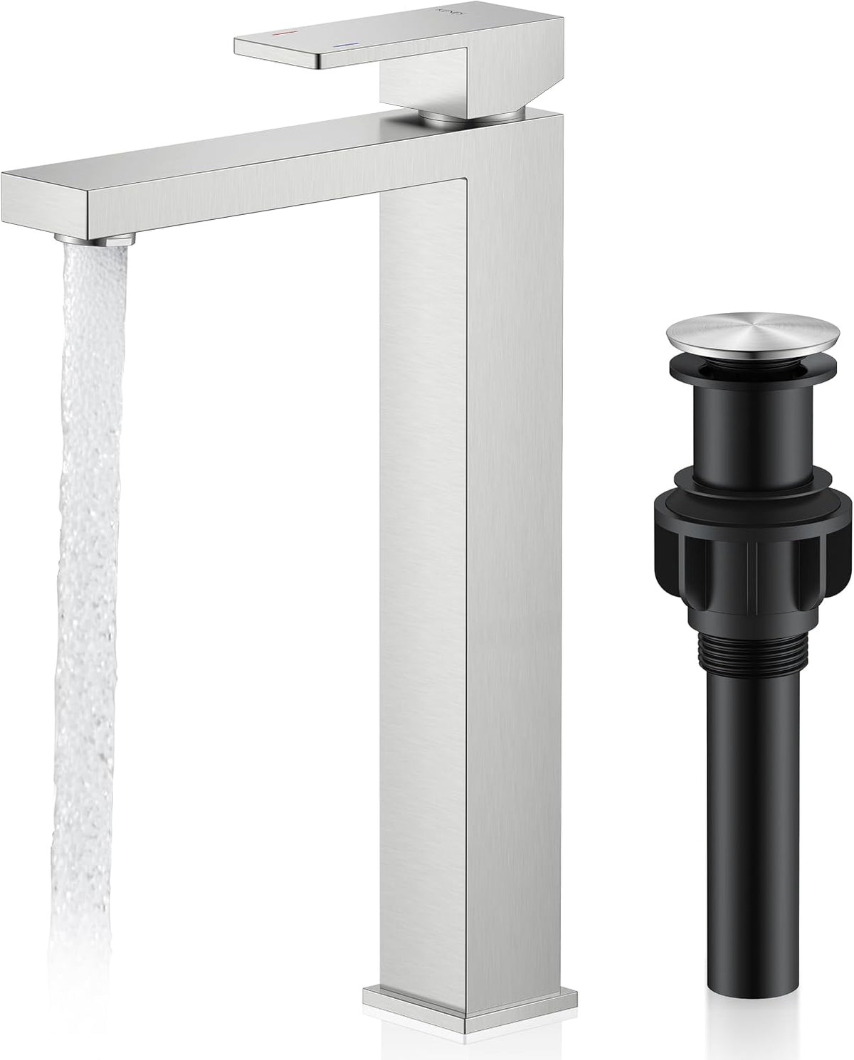Brushed Nickel Vessel Sink Faucet, 1 Handle Tall Bathroom Sink Faucet