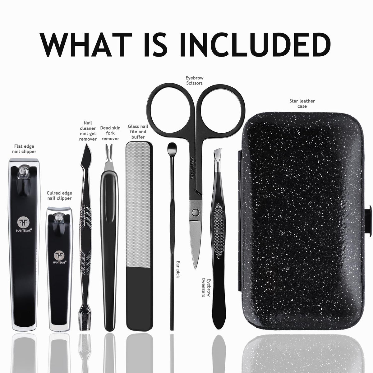 Manicure Pedicure Set 8pcs Stainless Steel Nail Clippers Kit Fingernail Toenail Clippers Cutters with Leather Case