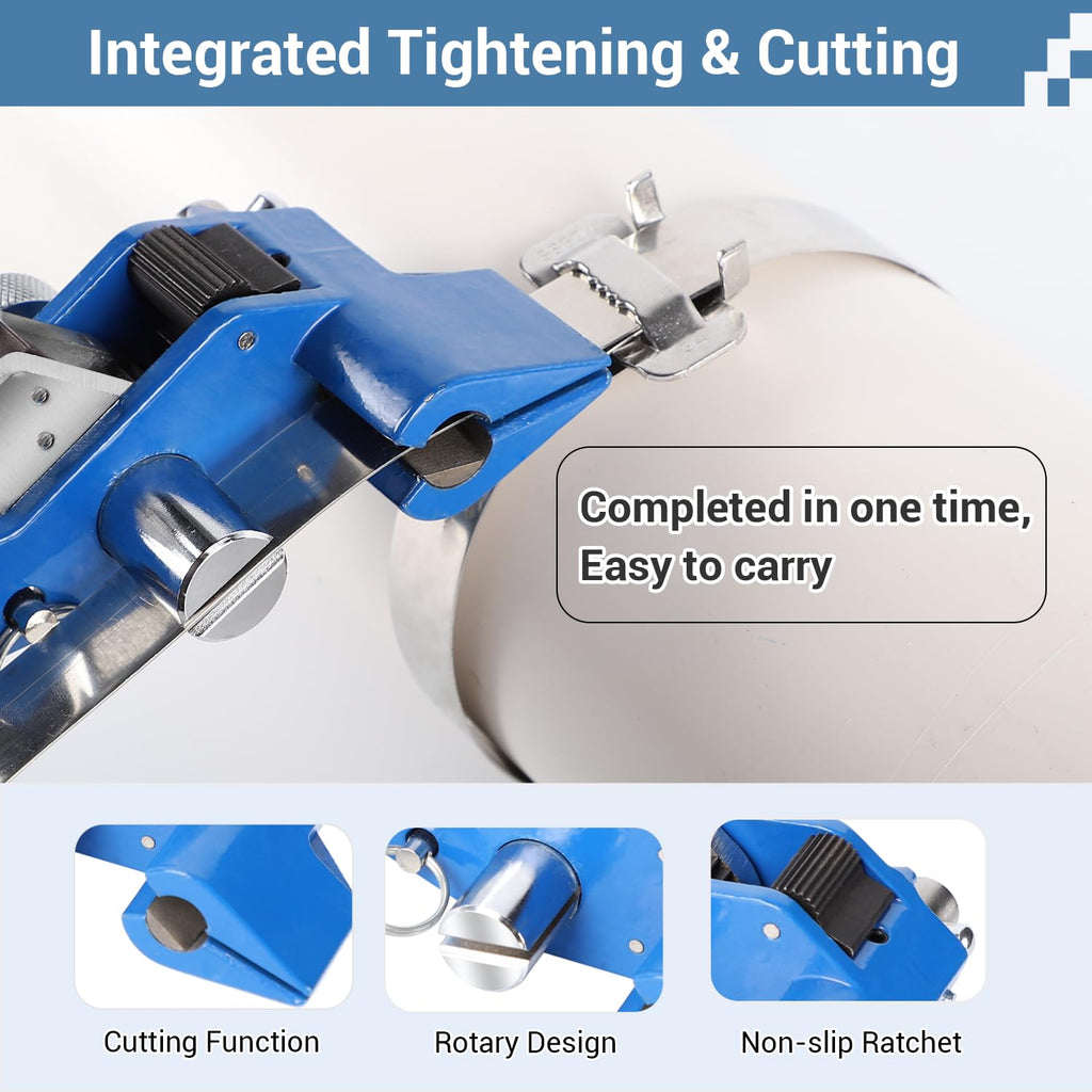 Steel Banding Strapping Tool, Heavy-Duty Ratchet Tensioner & Cutter
