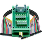 IDC10 2x5 10Pins 0.1" FRC Connector Interface Module DIN Rail Mount Male Header Terminal Block Breakout Board for PLC MCU Flat Ribbon Cable (IDC10 2x5Pin)