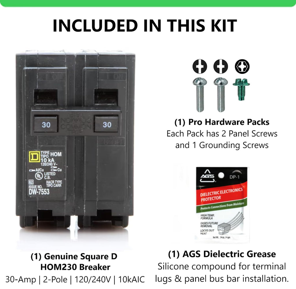 Genuine Square D HOM230 30 Amp Double Pole Circuit Breaker Kit