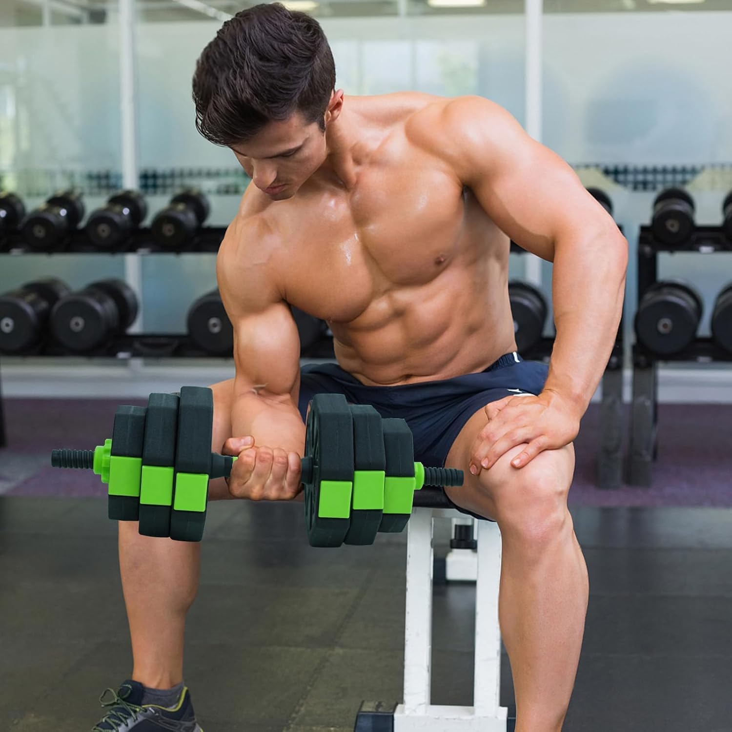 4-in-1 Adjustable Dumbbell Set, 30/44/66/88 Lbs Free Weights Set with Connector, Fitness Exercise Equipment Used As