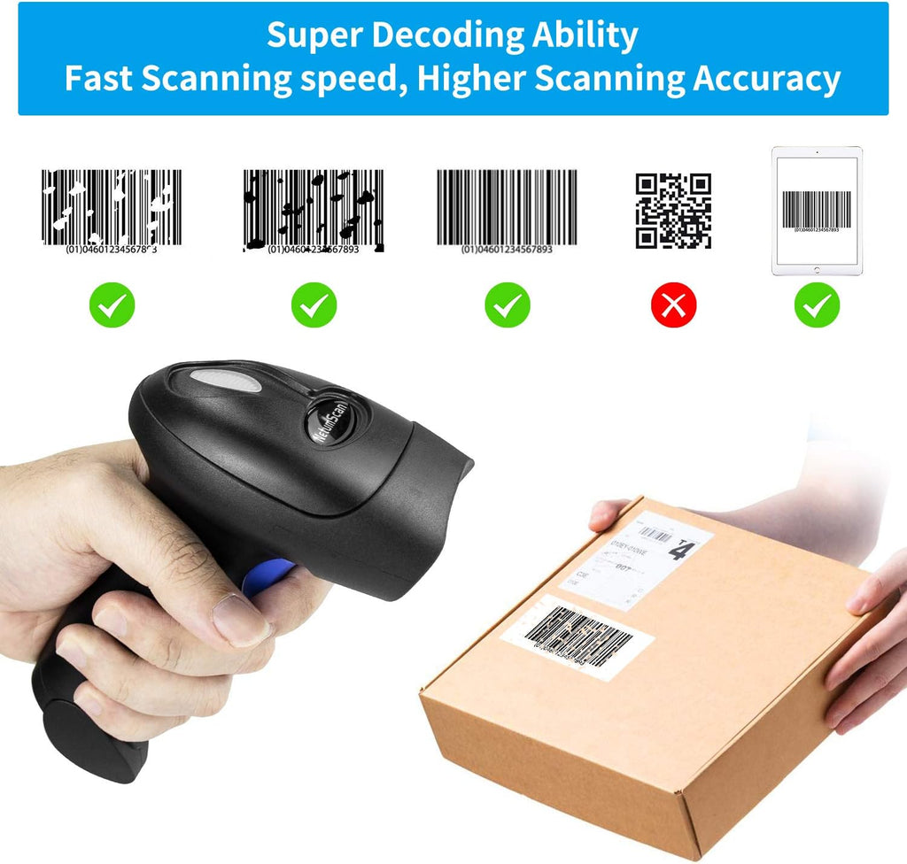 Handheld USB 1D Barcode Scanner with Stand, Wired CCD for POS | Bar Code Reader for POS System Sensing, Store